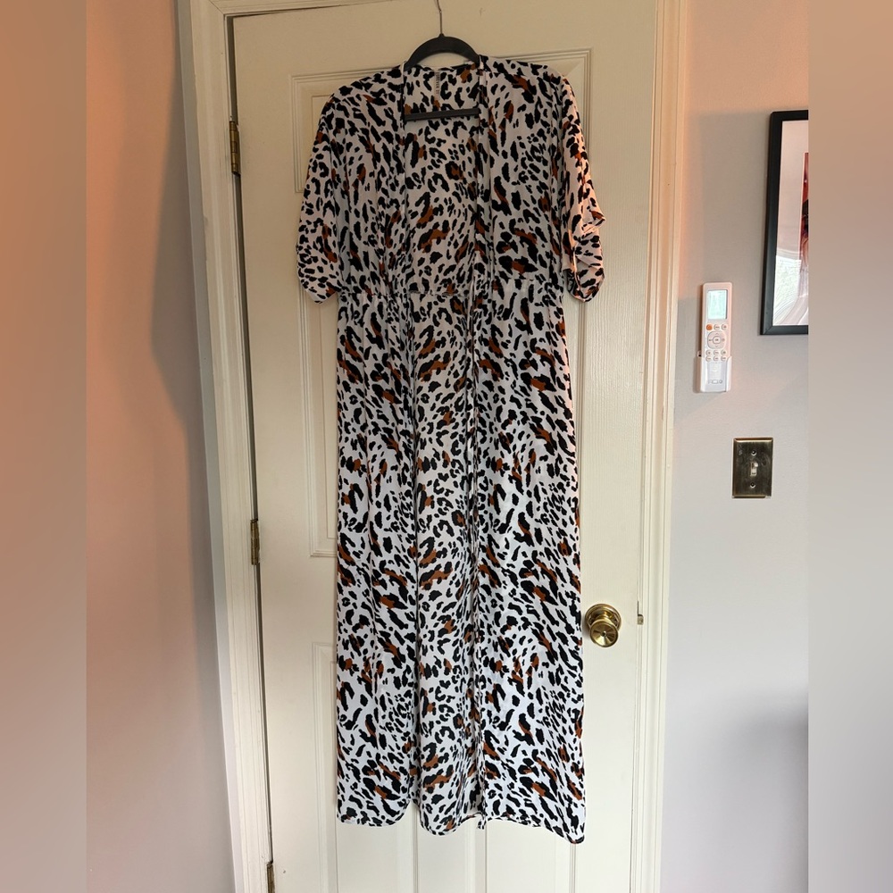 Forever 21 Black and Brown Animal Print Swim Coverup